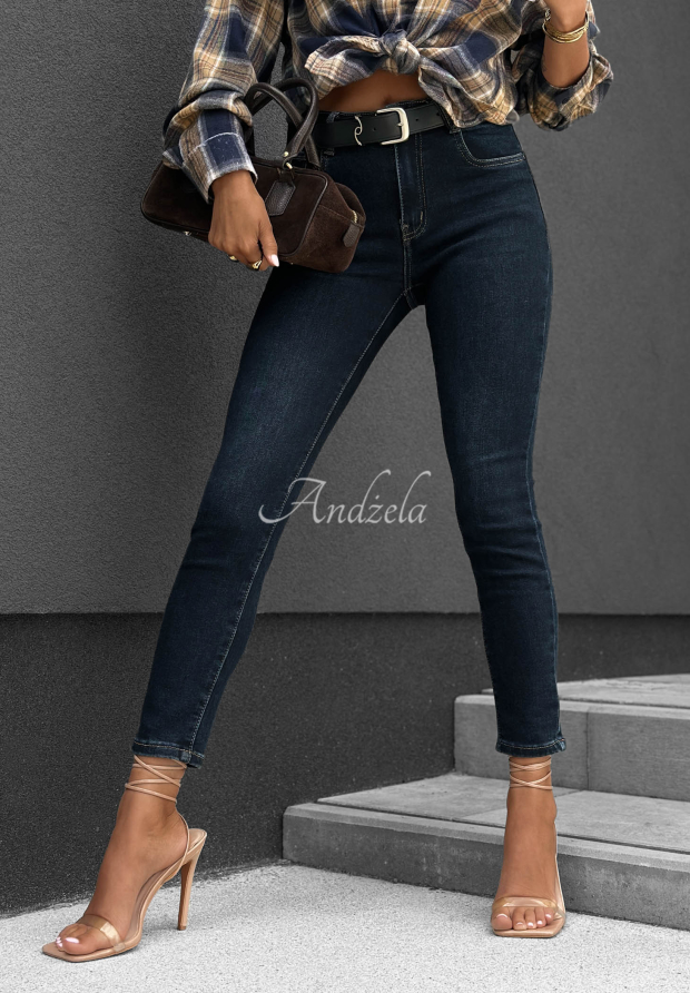 Feel Better Navy Skinny Jeans with a Belt