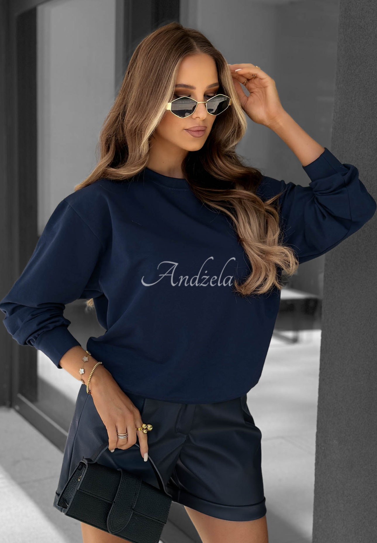Never Late Navy Blue Cotton Sweatshirt