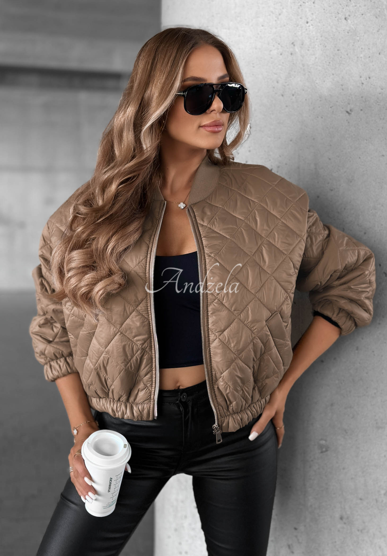 Feeling Fall Short Quilted Bomber Jacket in Mocha