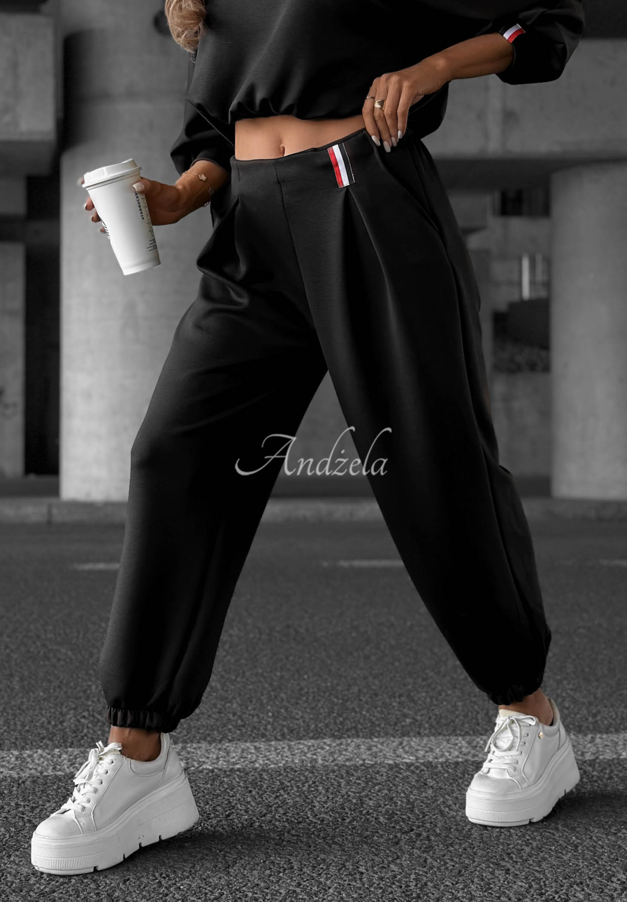 Cozy Balance Black Viscose Sweatsuit Set