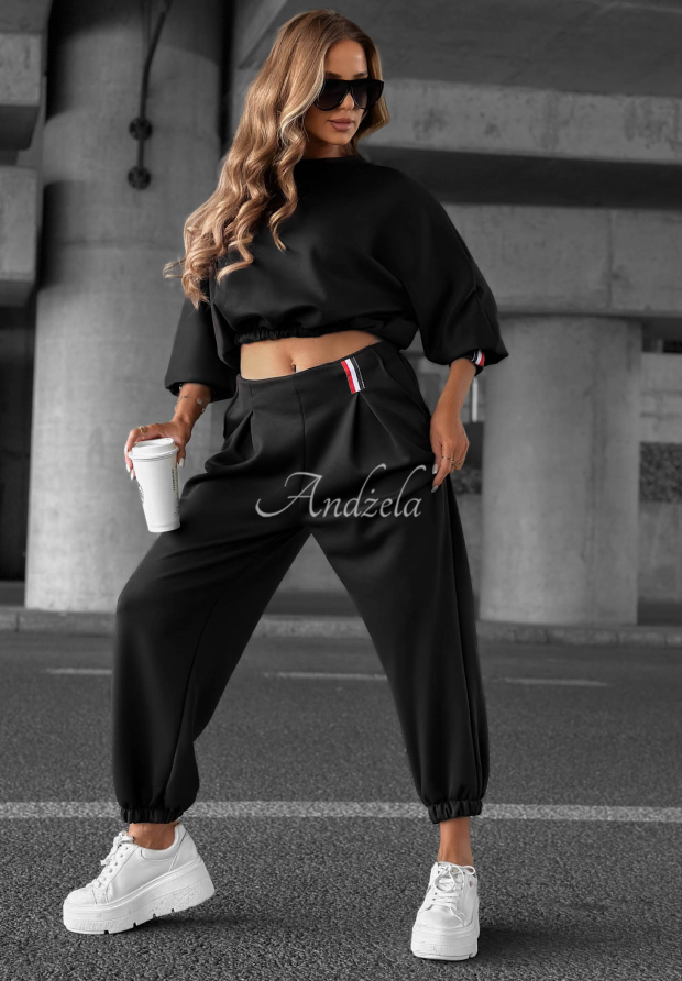 Cozy Balance Black Viscose Sweatsuit Set