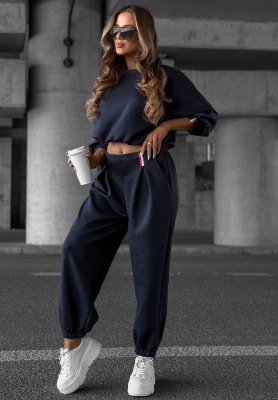 Cozy Balance Navy Blue Viscose Sweatsuit Set