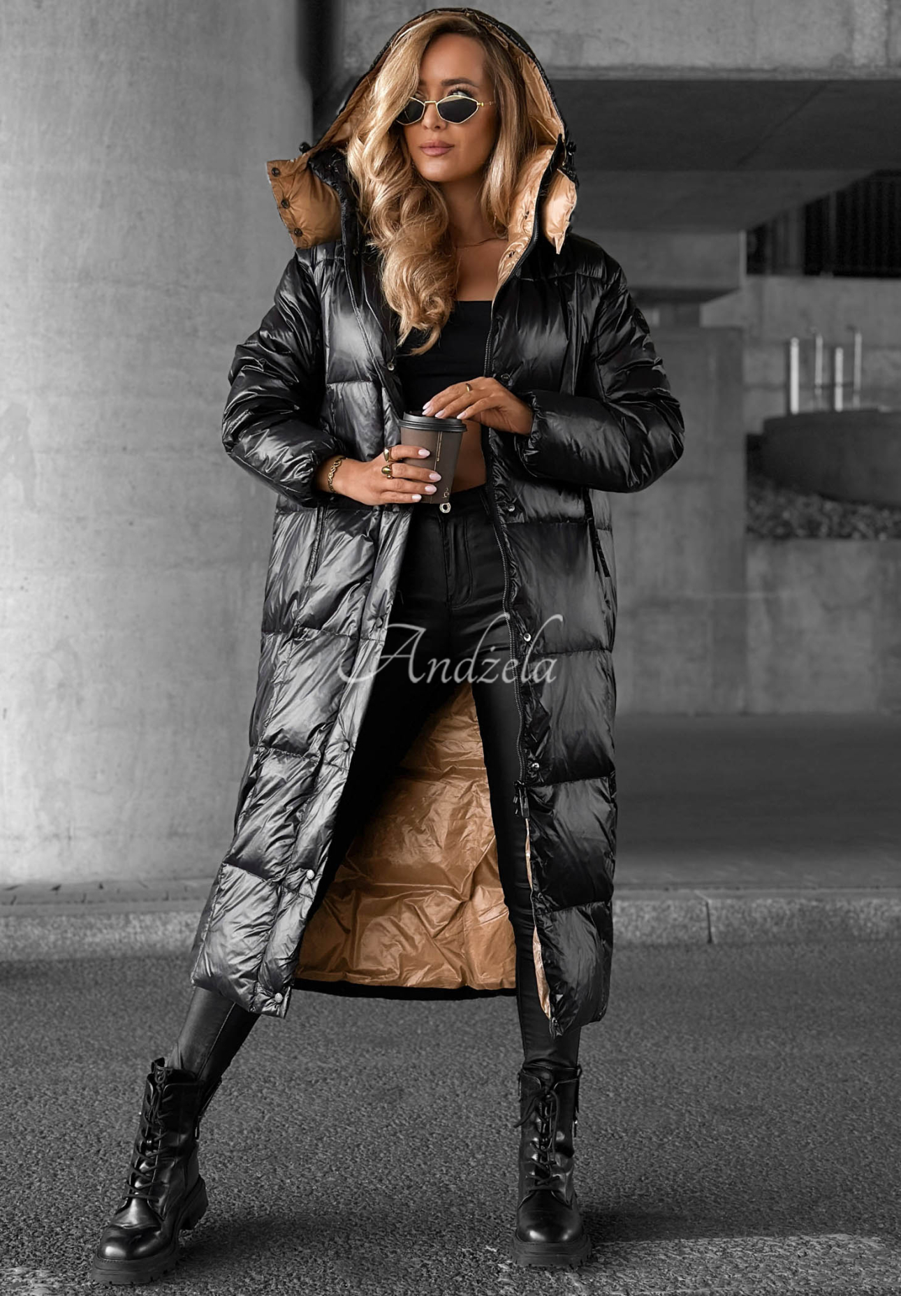 Frost Coast Long Black Hooded Down Jacket