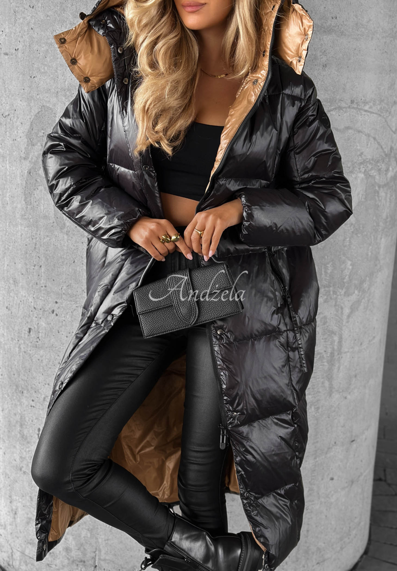 Frost Coast Long Black Hooded Down Jacket