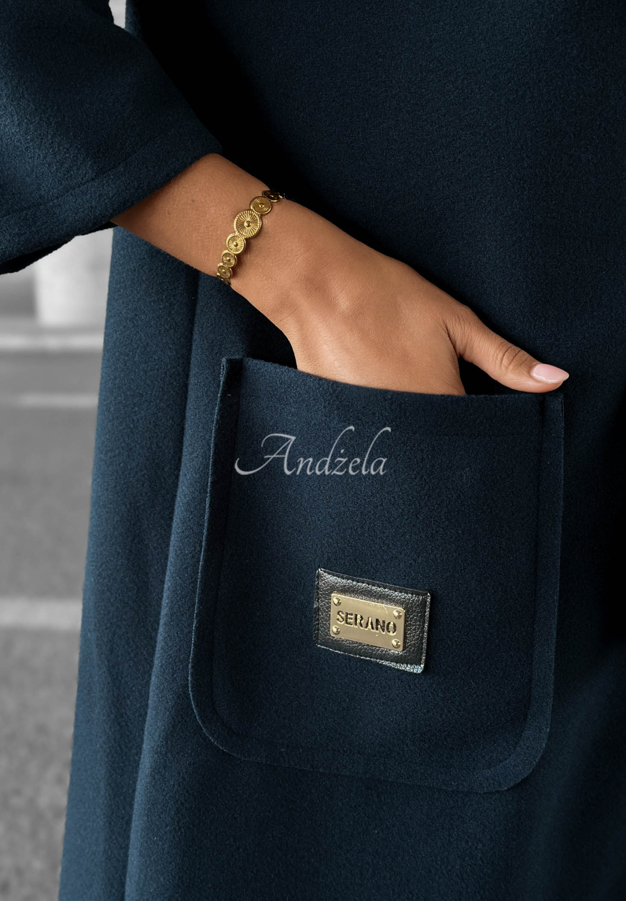 Long, oversized hooded coat—Autumn Coat, navy blue