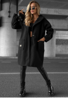 Długi płaszcz oversize z kapturem Autumn Coat czekoladowy