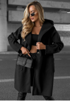 Długi płaszcz oversize z kapturem Autumn Coat czekoladowy