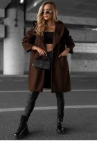 Długi płaszcz oversize z kapturem Autumn Coat czekoladowy