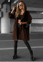 Długi płaszcz oversize z kapturem Autumn Coat czekoladowy