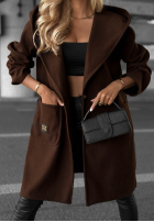 Długi płaszcz oversize z kapturem Autumn Coat czekoladowy