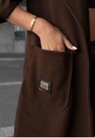 Długi płaszcz oversize z kapturem Autumn Coat czekoladowy