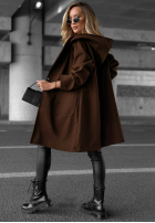 Długi płaszcz oversize z kapturem Autumn Coat czekoladowy