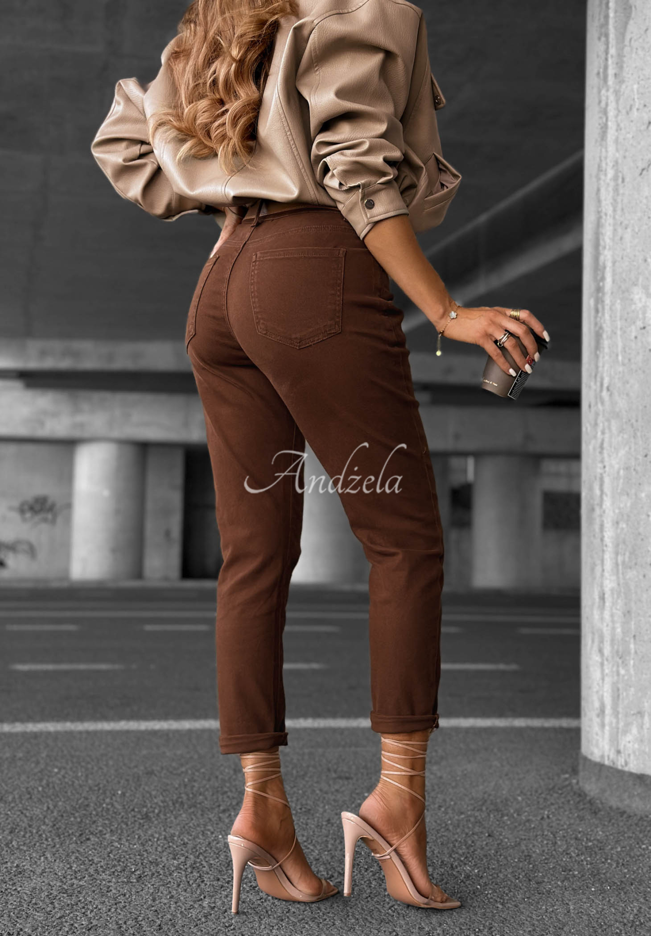 Worth It Skinny Jeans with Belt in Chocolate Brown