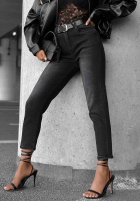 Spodnie jeansowe mom fit z paskiem Best Moment ciemnoszare