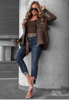 Spodnie jeansowe loose fit z paskiem Just For Fun granatowe