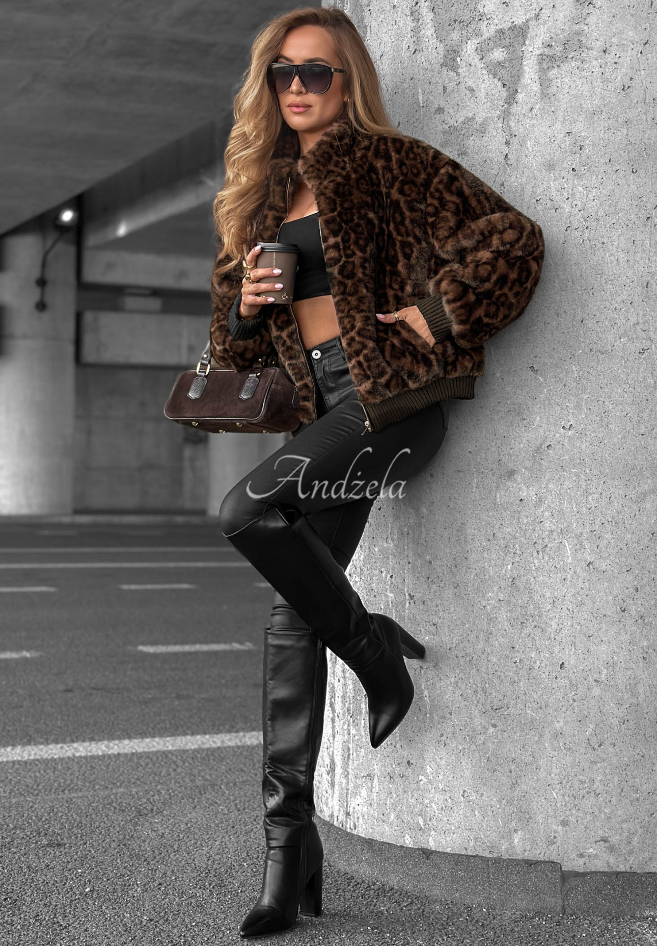 Cozy Leopard Short Black Leopard-Print Faux Fur Jacket