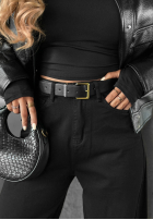 Spodnie jeansowe mom fit z paskiem Say Something czarne