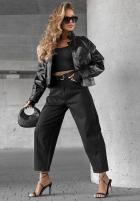 Spodnie jeansowe mom fit z paskiem Say Something czarne