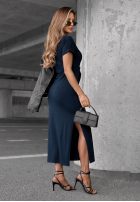Sukienka midi z wiązaniem i rozcięciem Lady Perfection czekoladowa