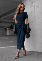Sukienka midi z wiązaniem i rozcięciem Lady Perfection czekoladowa