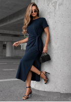 Sukienka midi z wiązaniem i rozcięciem Lady Perfection czekoladowa