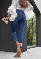 Spodnie jeansowe skinny z paskiem Lost Again ciemnoniebieskie