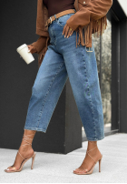 Spodnie jeansowe mom fit  z paskiem Over Again niebieskie