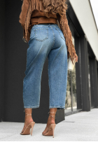 Spodnie jeansowe mom fit  z paskiem Over Again niebieskie
