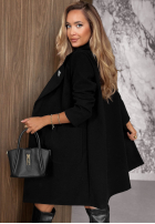 Długi dwurzędowy płaszcz City Chic czarny