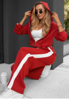 Komplet dresowy bluza i spodnie z lampasem Lazy Sunday czerwony