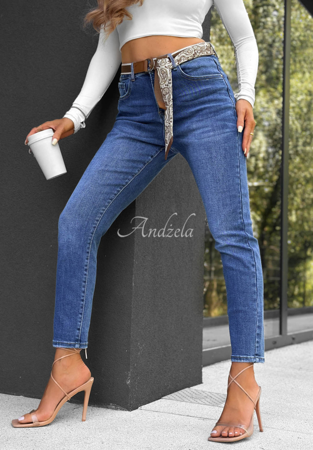True Feeling Blue Skinny Jeans with a Belt