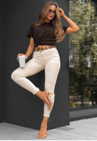 Spodnie jeansowe skinny What You Told Me ecru