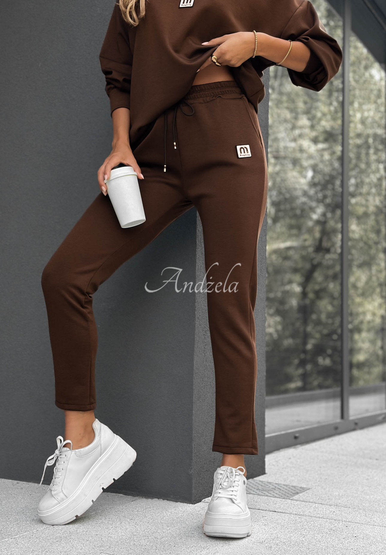 City Blend Chocolate-Colored Viscose Sweatsuit Set