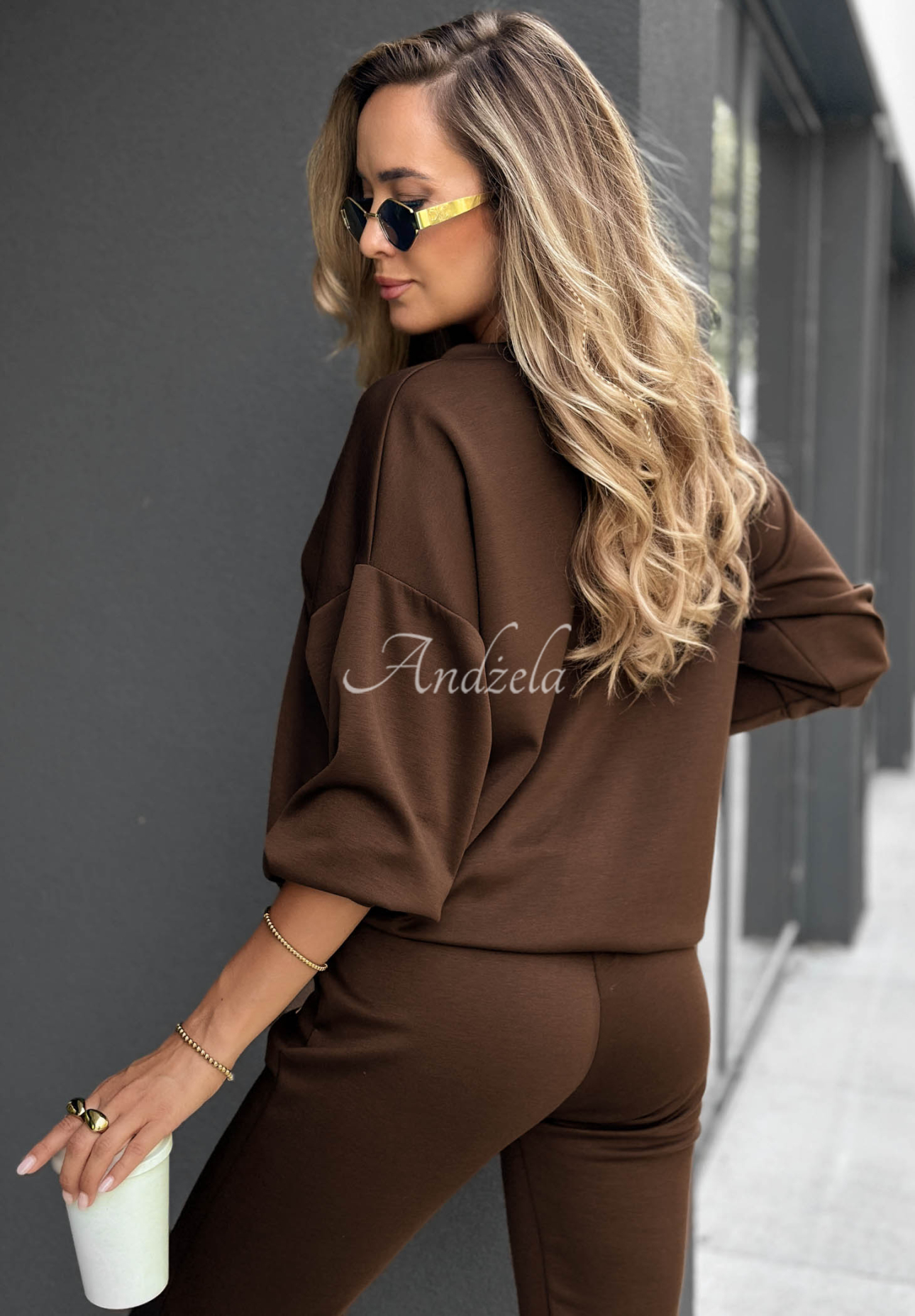 City Blend Chocolate-Colored Viscose Sweatsuit Set