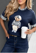 Sweter na krótki rękaw z misiem Little Teddy czekoladowy