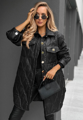 Alpine Whisper Long Quilted Jacket with Pockets, Black
