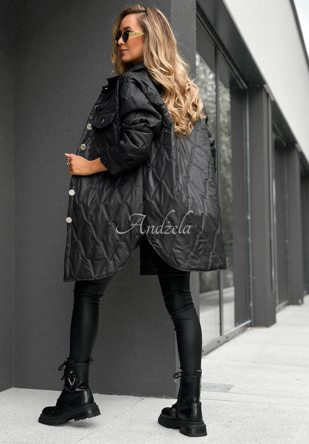 Alpine Whisper Long Quilted Jacket with Pockets, Black