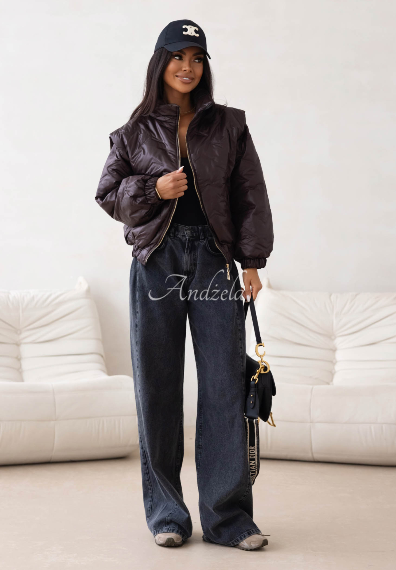 Drizzle Days Short Quilted Bomber Jacket in Chocolate Brown