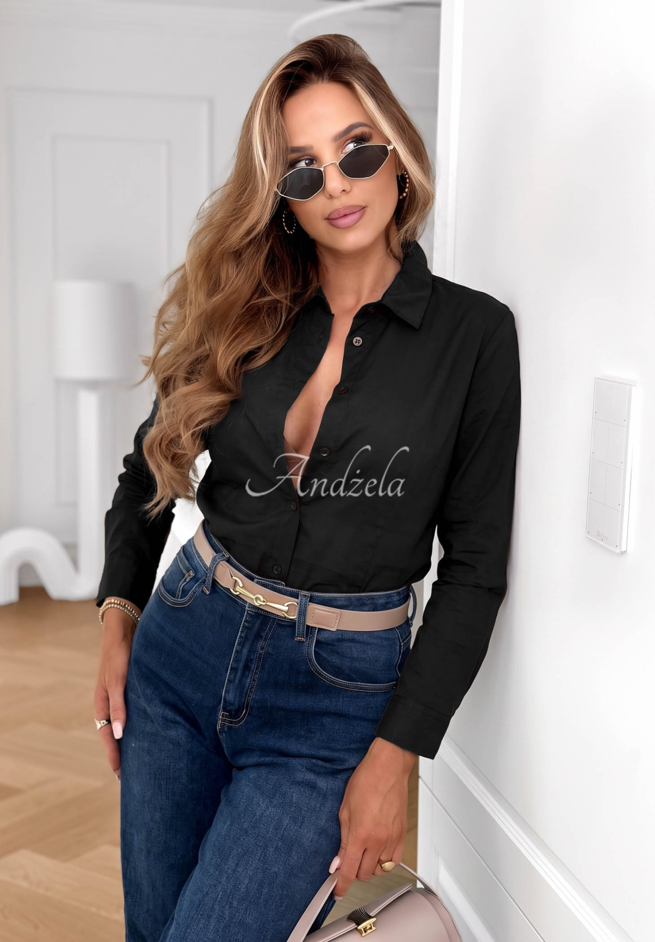 Klasyczna elegancka koszula z bawełny Pearl Cove czarna