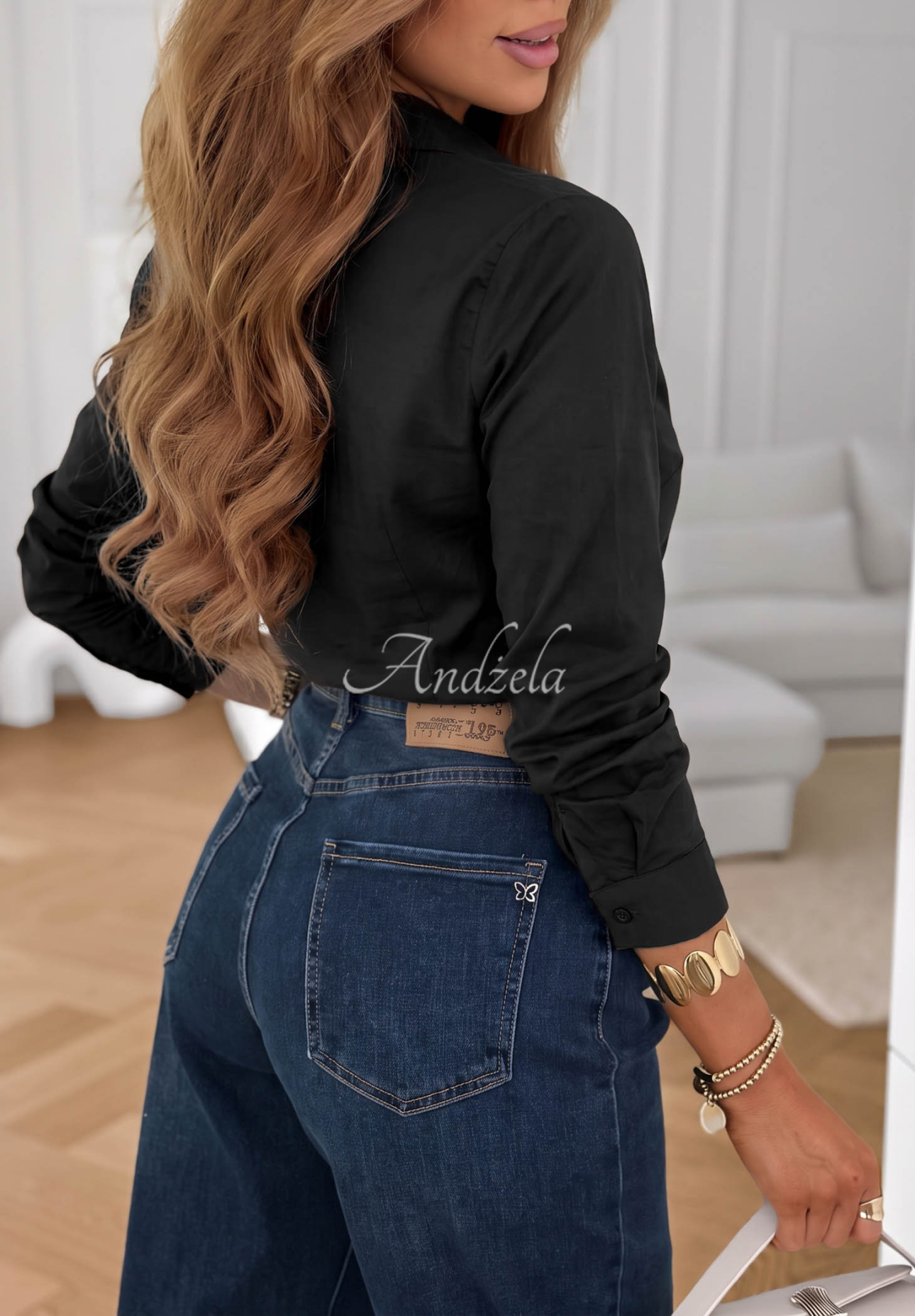 Classic, elegant black Pearl Cove cotton shirt