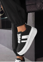 Zamszowe adidasy Start With Forever czarno-białe