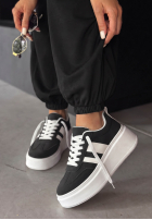 Zamszowe adidasy Start With Forever czarno-białe