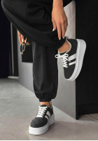 Zamszowe adidasy Start With Forever czarno-białe