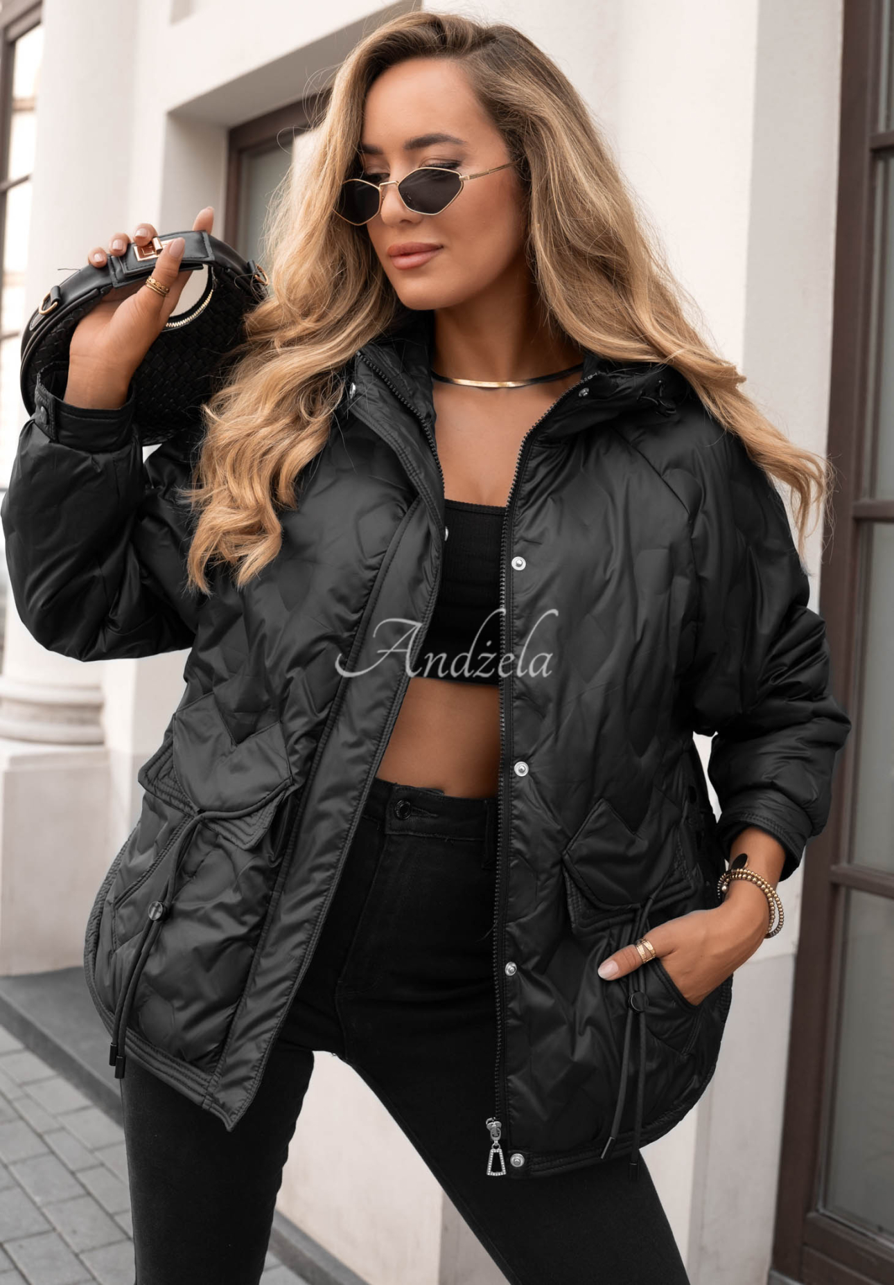 Autumn Escape Black Quilted Hooded Jacket