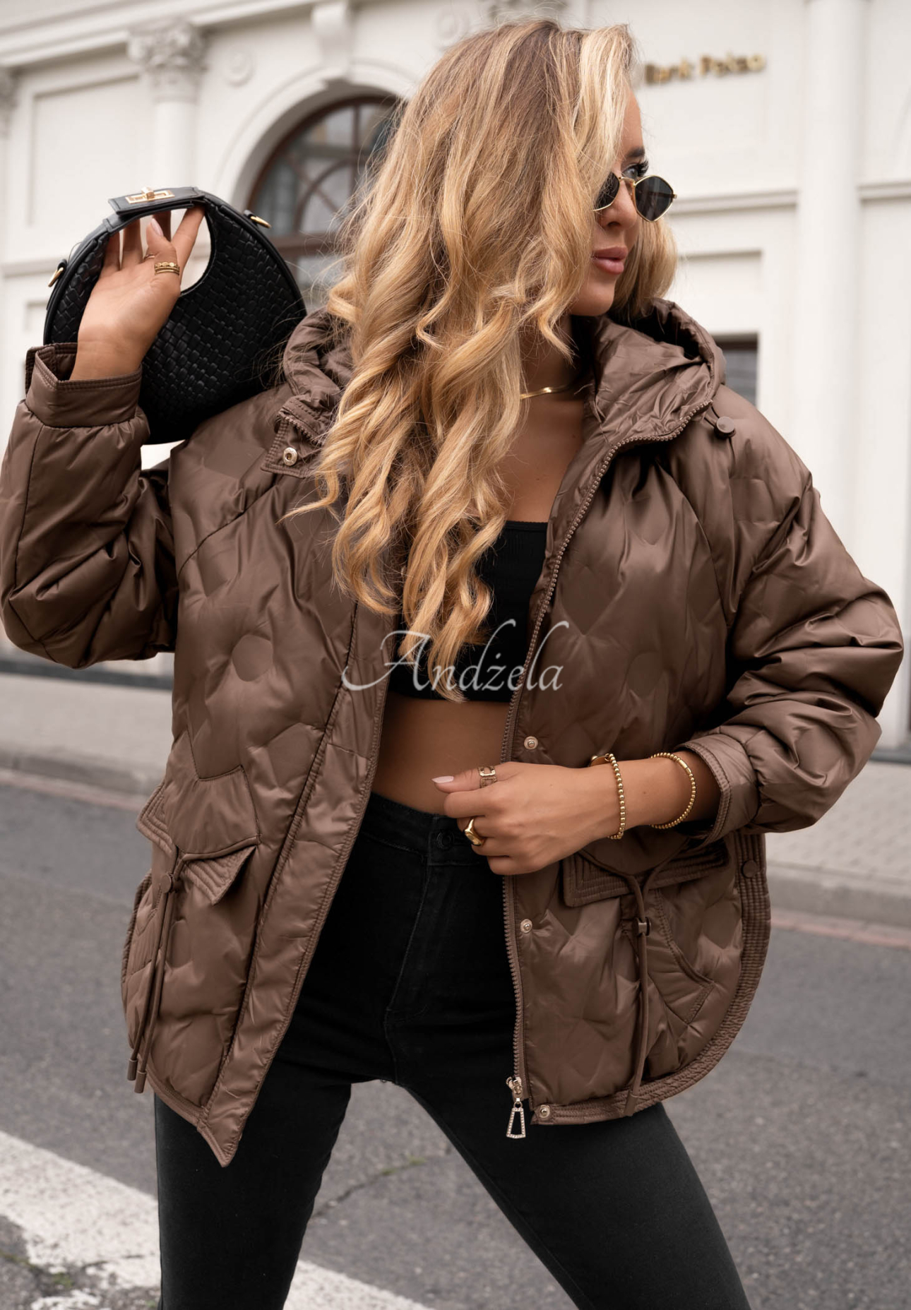 Autumn Escape Chocolate-Colored Quilted Hooded Jacket