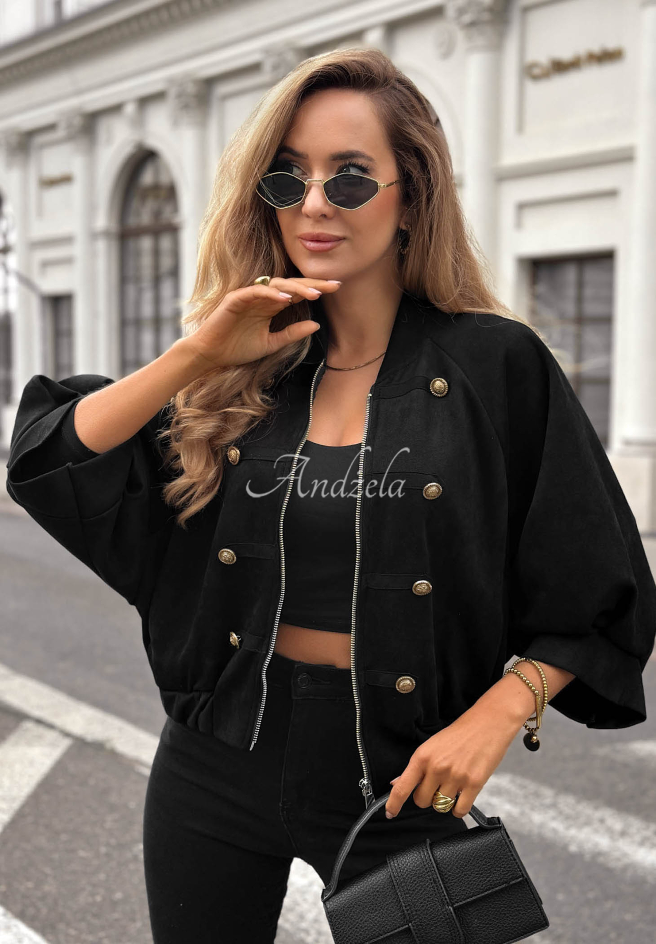 Elegant Force Black Suede Napoleon Jacket