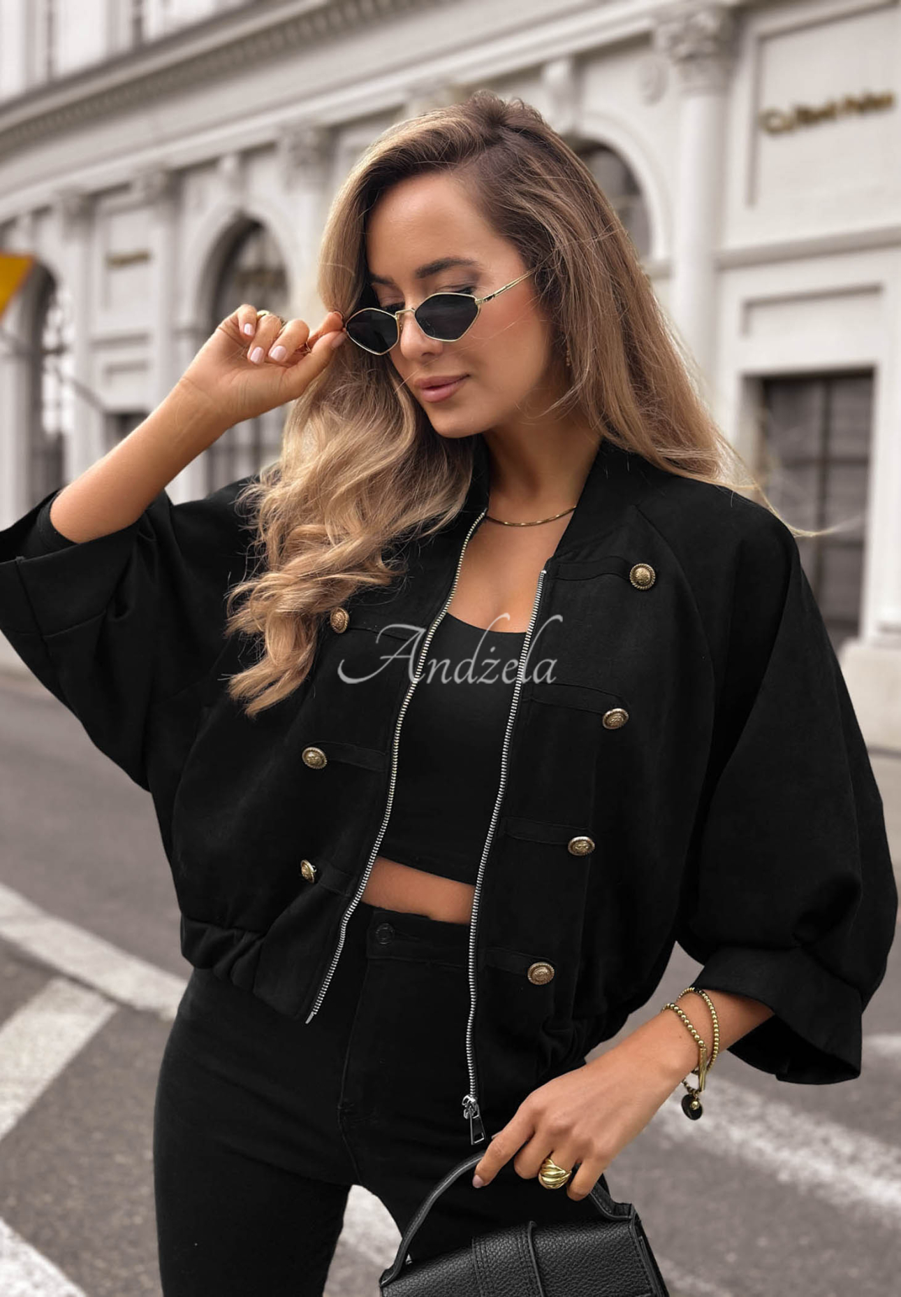 Elegant Force Black Suede Napoleon Jacket