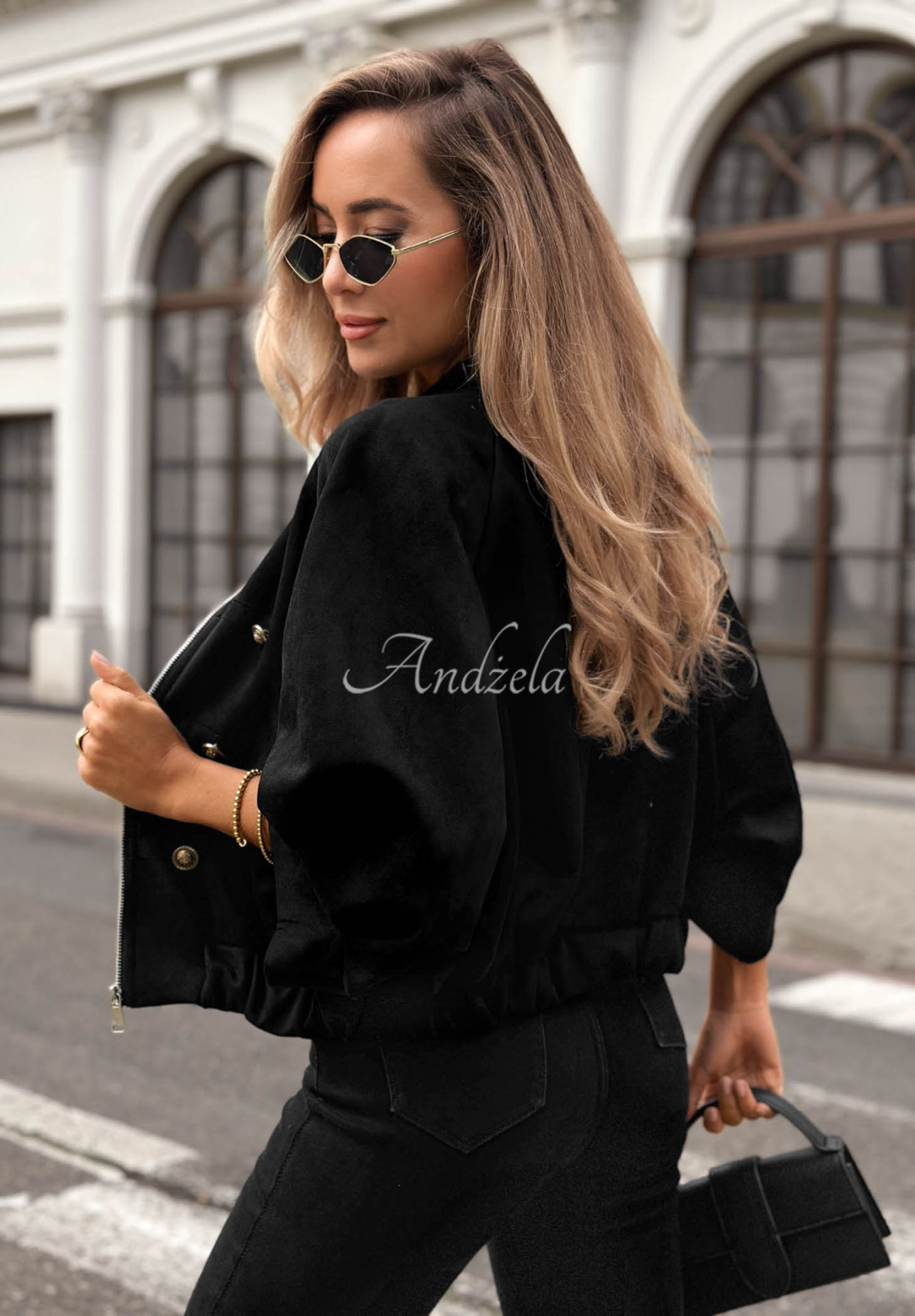 Elegant Force Black Suede Napoleon Jacket