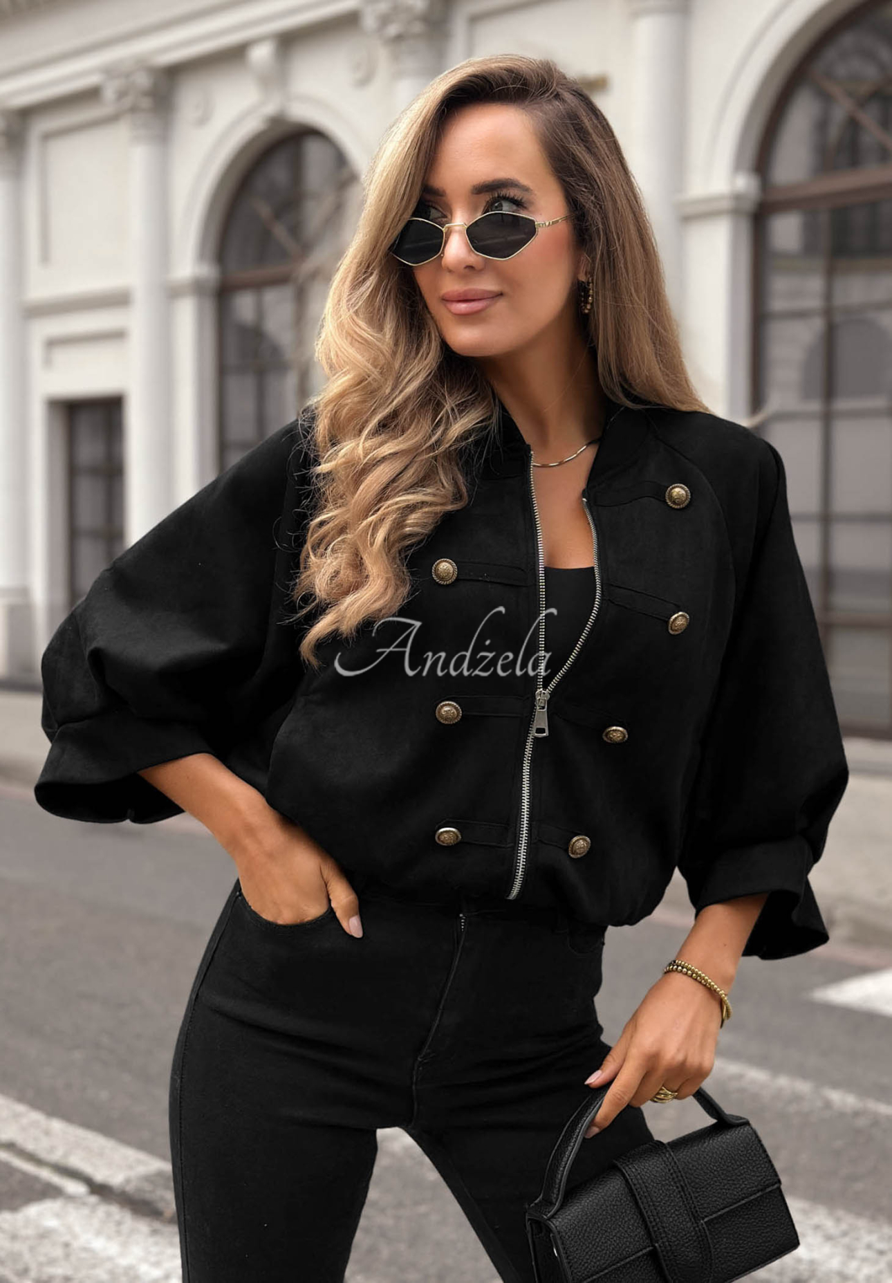 Elegant Force Black Suede Napoleon Jacket
