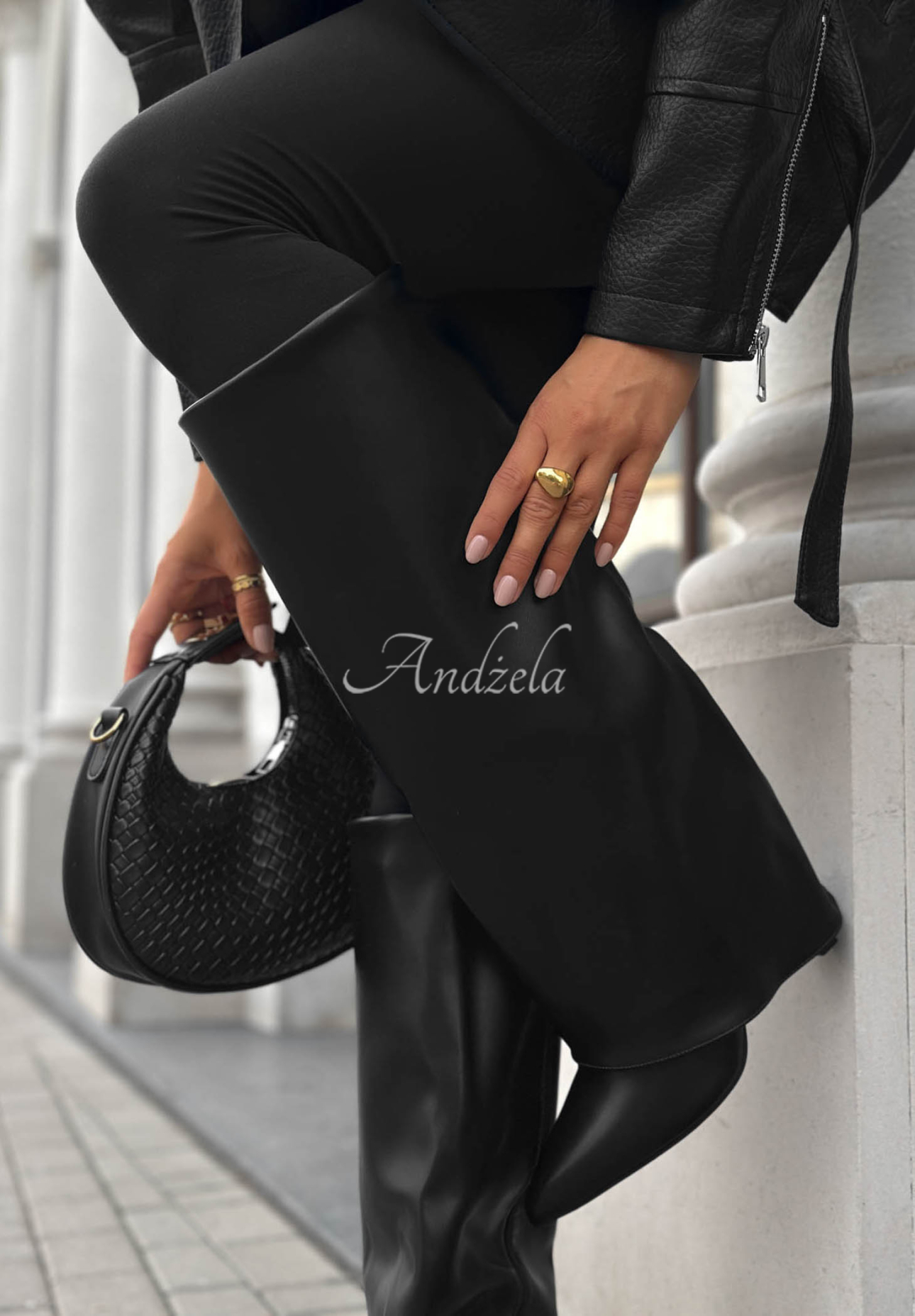 Modern Grace Black Long Leather Boots